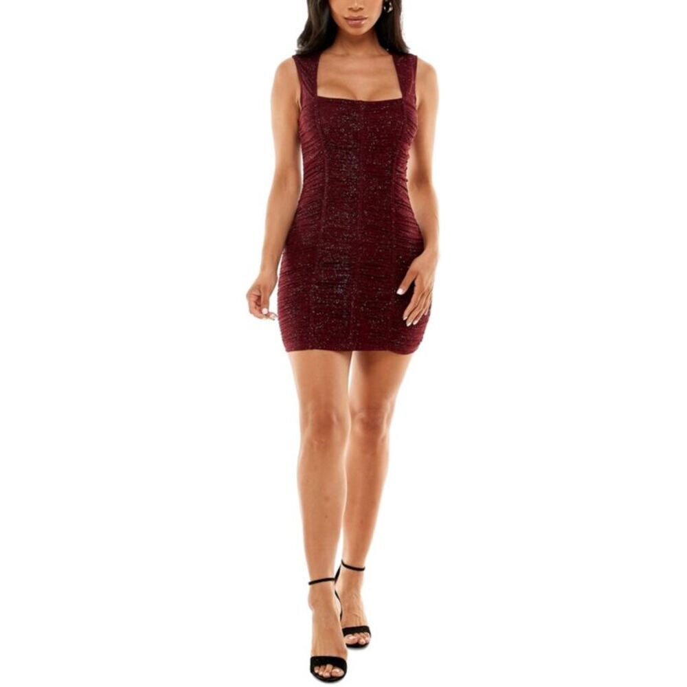 CRYSTAL DOLLS Womens Mini Dress Maroon Sleeveless Mesh Lined Pullover Juniors L